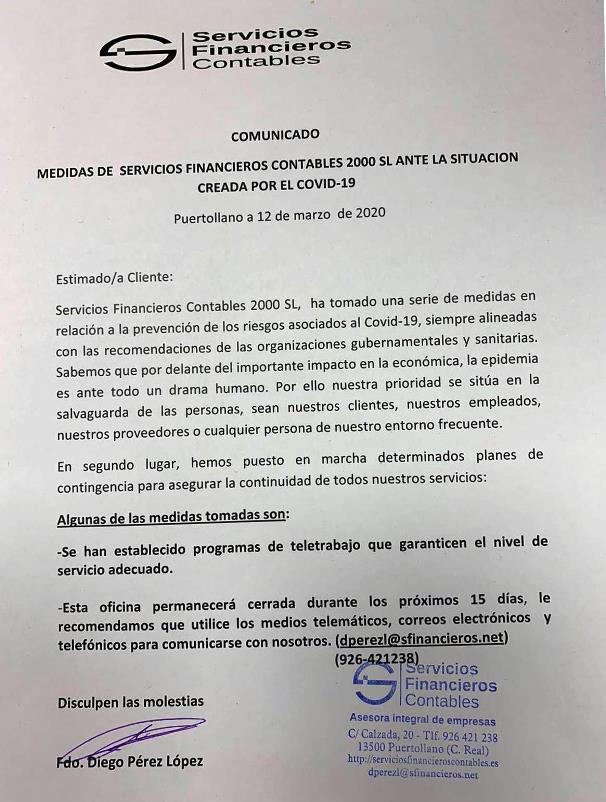 Comunicado SFC sobre coronavirus covid-19